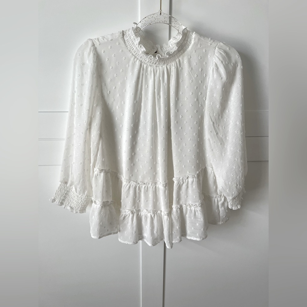 June & Hudson Small White Peasant Blouse